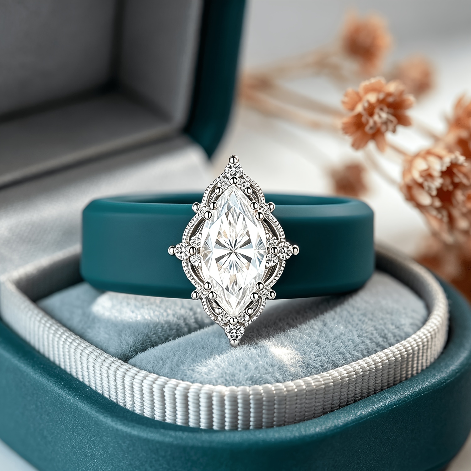 14K Gold Plated Silicone Ring with Horseshoe Shape Zirconia